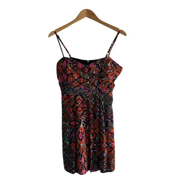 MATERIAL GIRL Colourful Print Mini Dress Cut Outs - Picture 1 of 7